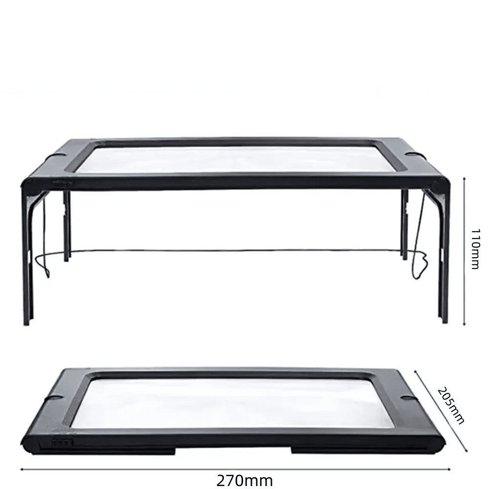 LuminaFold sammenleggbar 3x forstørrelsesglass med LED-belysning for eldre som leser uten å bruke hendene