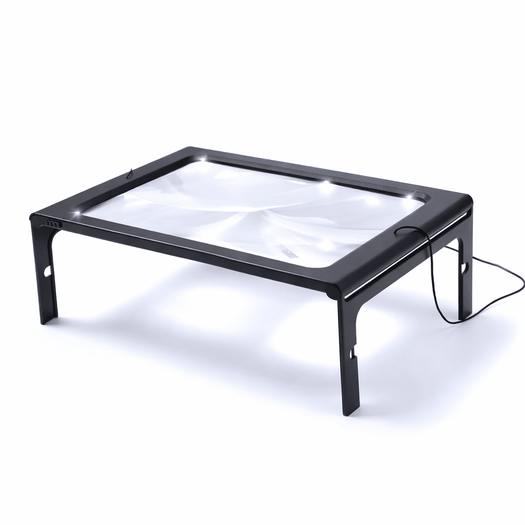LuminaFold sammenleggbar 3x forstørrelsesglass med LED-belysning for eldre som leser uten å bruke hendene