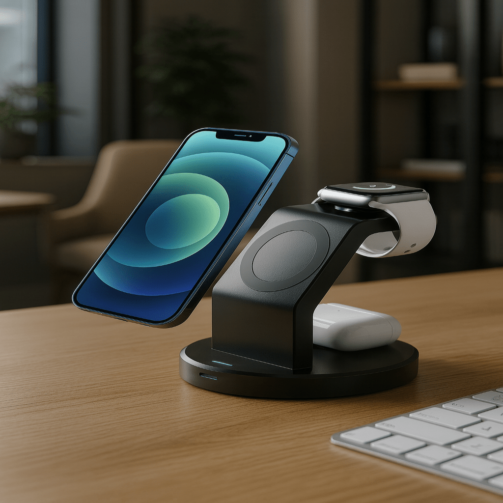 TriNova Dock 3-i-1 magnetisk ladestasjon for iPhone, Apple Watch og AirPods