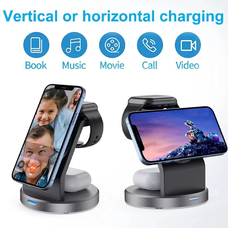 TriNova Dock 3-i-1 magnetisk ladestasjon for iPhone, Apple Watch og AirPods