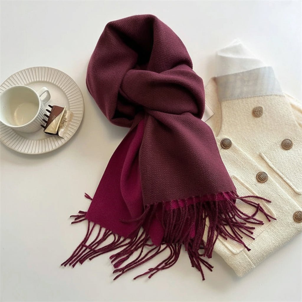 Aurora Pashmina-skjerf med elegant totonet design og flytende dusker for kvinner