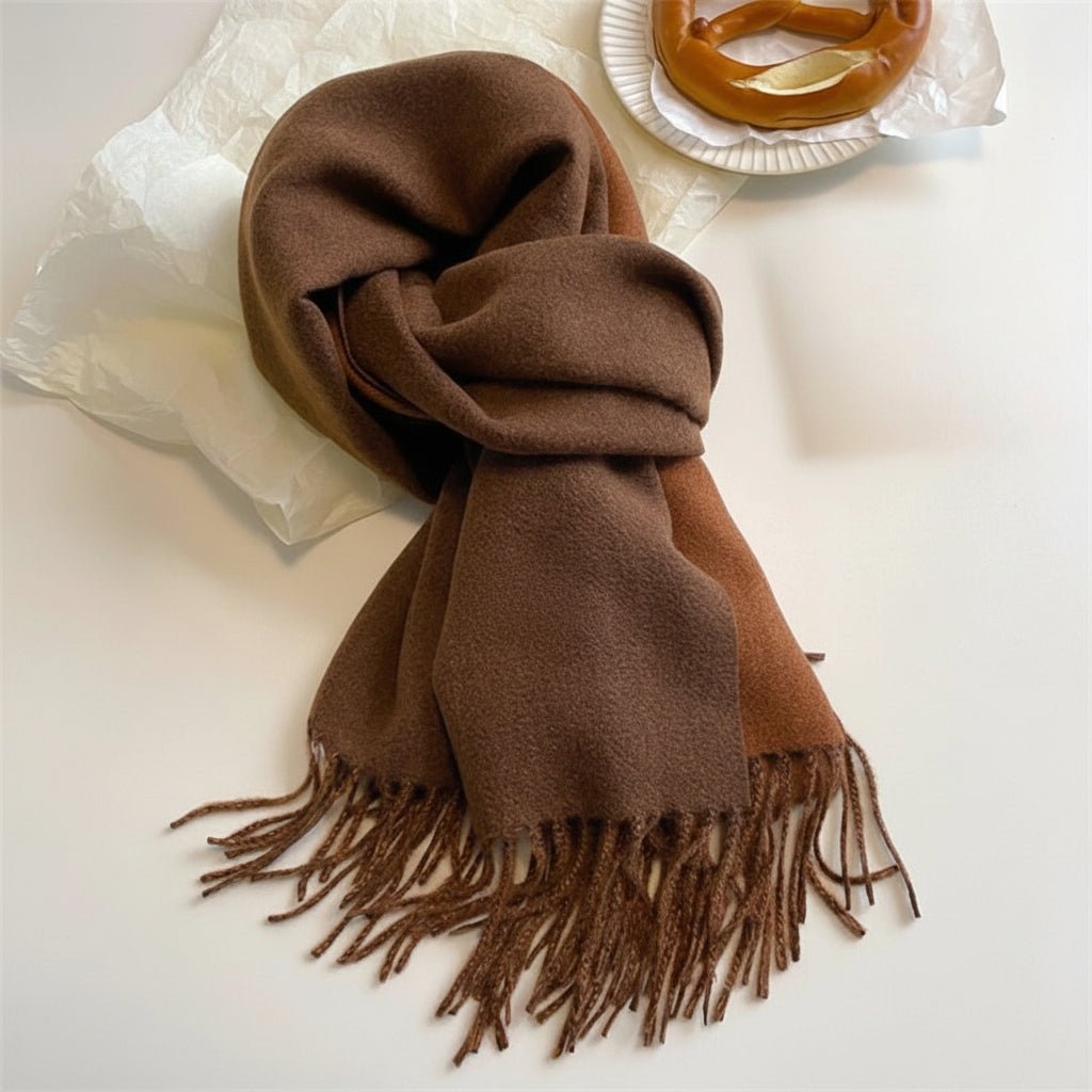 Aurora Pashmina-skjerf med elegant totonet design og flytende dusker for kvinner