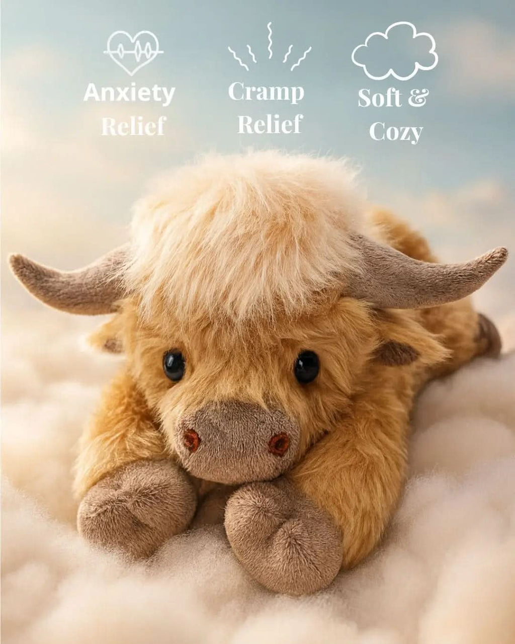 Meadowcrest Highland Cattle Plush Toy, Soft Cuddle Companion For Kids, Rustic Charm