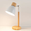 Drewniana lampa stołowa Kirrea w kolorze makaronowym żółtym z nordycką podstawą