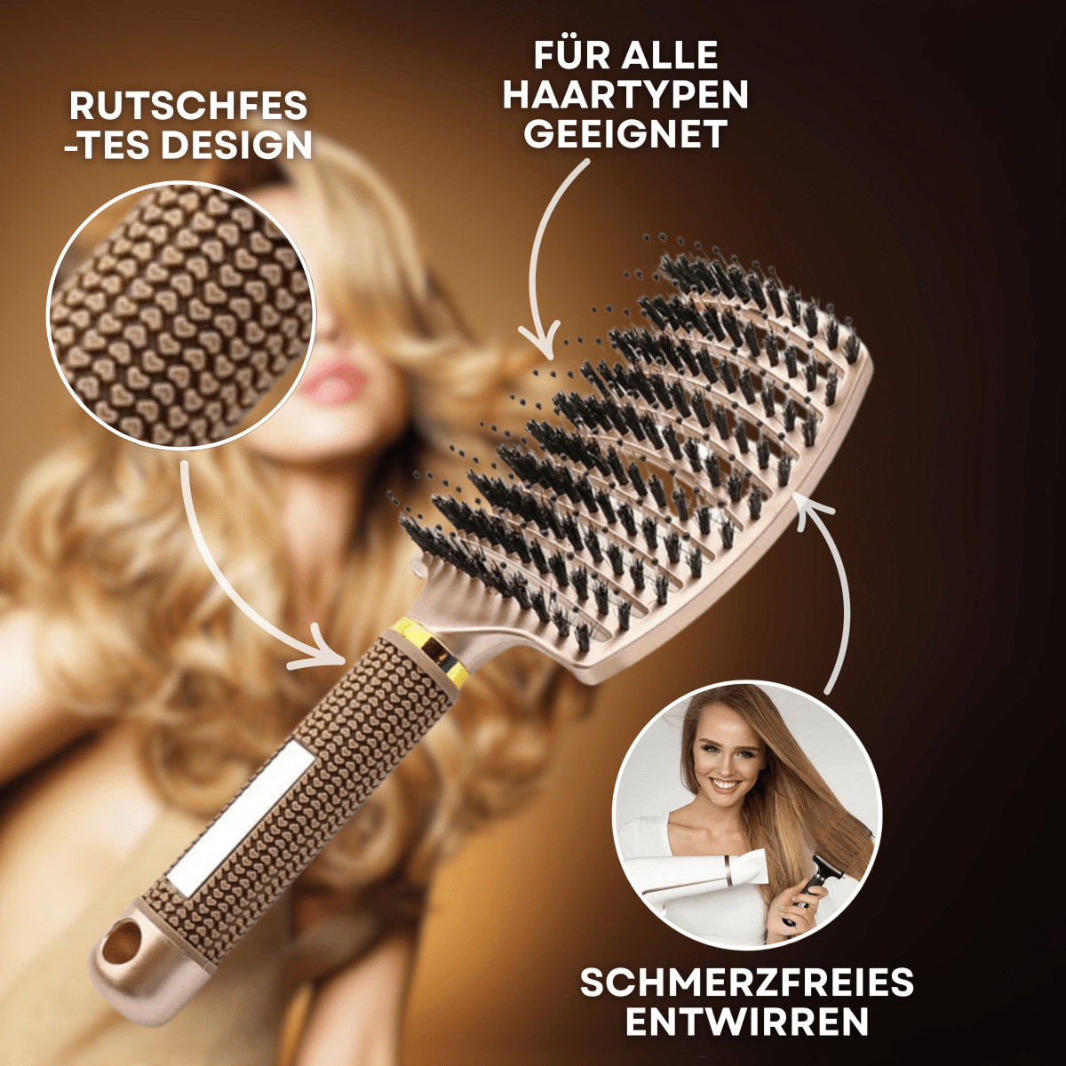 Enchanted Glide Detangler Hairbrush For Painless Detangling And Shiny Hair