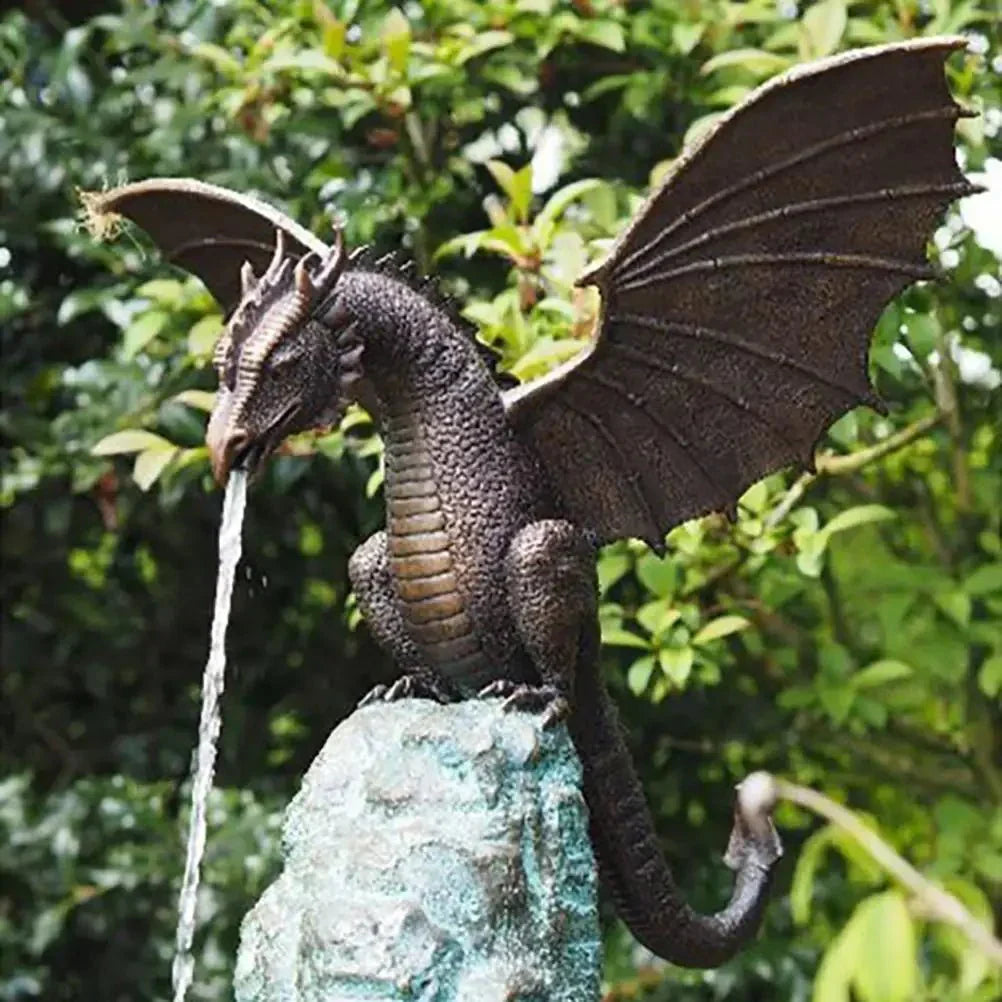 DRACOVIA Dragon Statue With Weatherproof Bronze Finish For Outdoor Decor