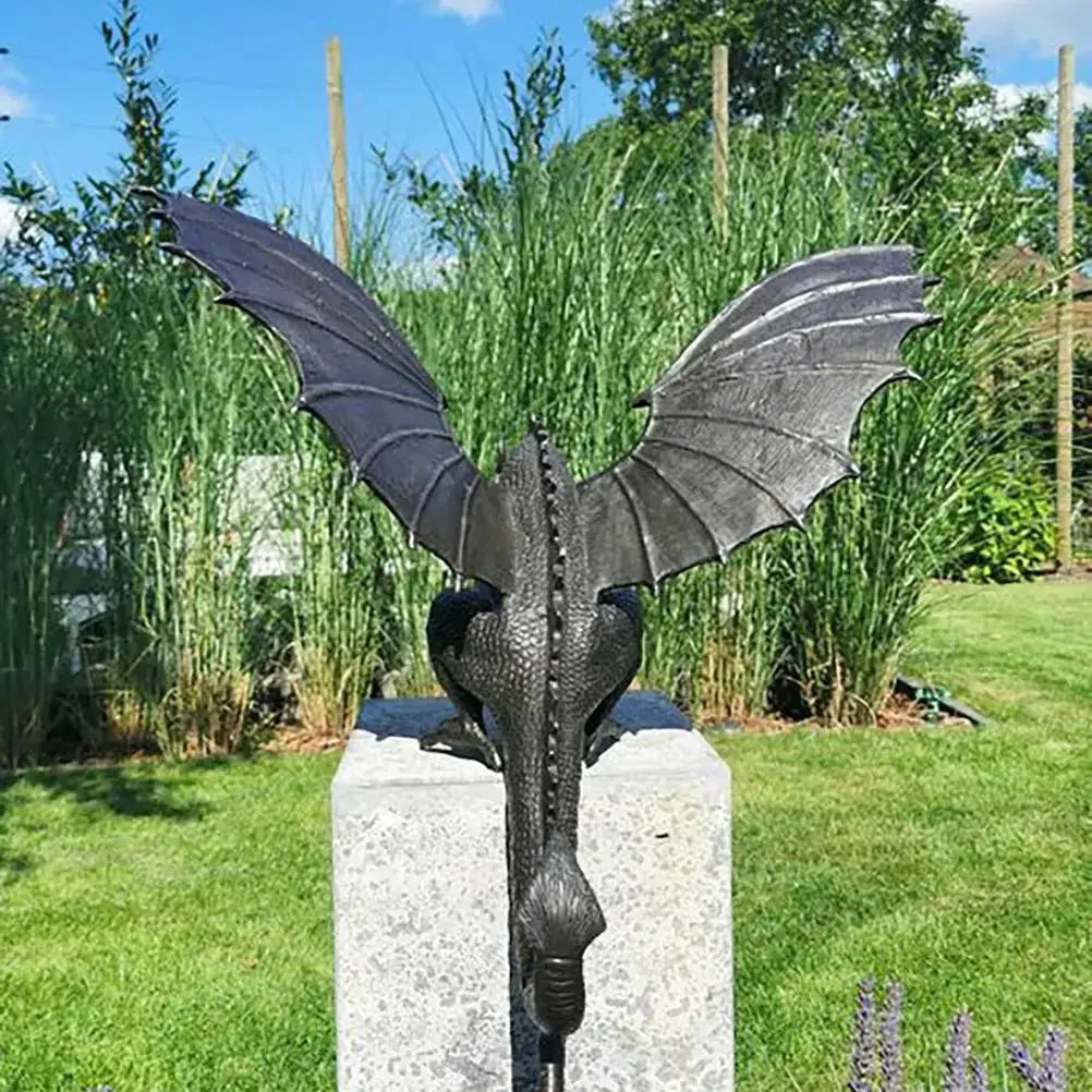 DRACOVIA Dragon Statue With Weatherproof Bronze Finish For Outdoor Decor