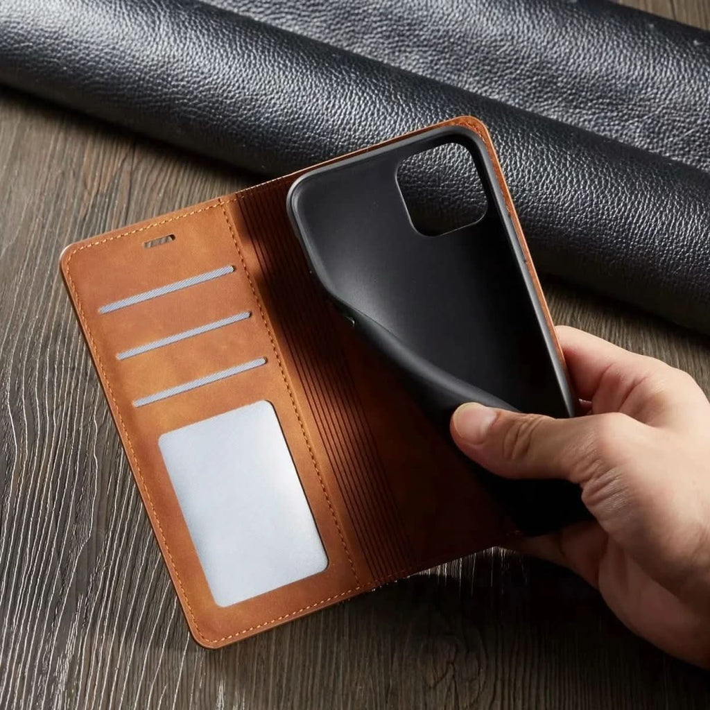AeroGuard Magnetische Leder-Handyhülle mit optimalem iPhone-Schutz