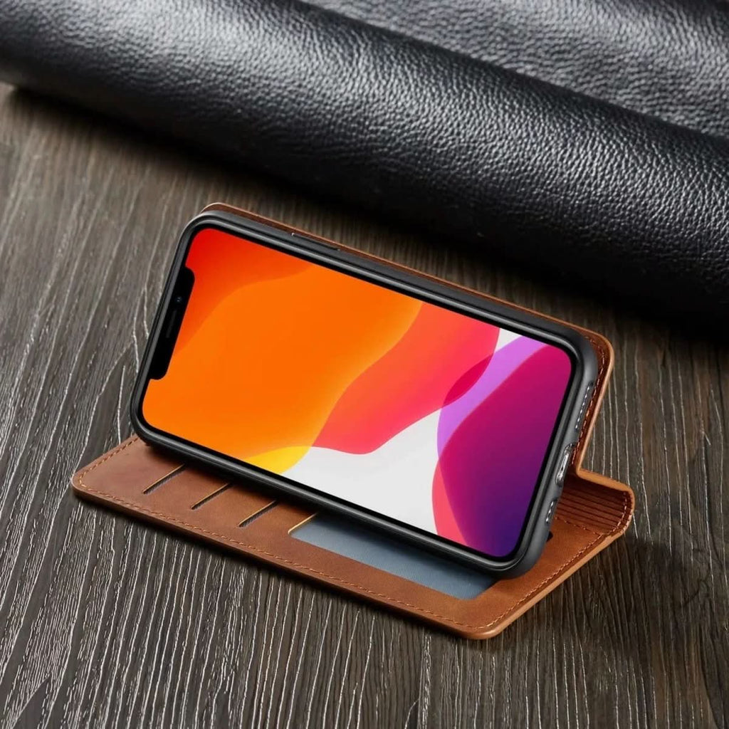AeroGuard Magnetische Leder-Handyhülle mit optimalem iPhone-Schutz