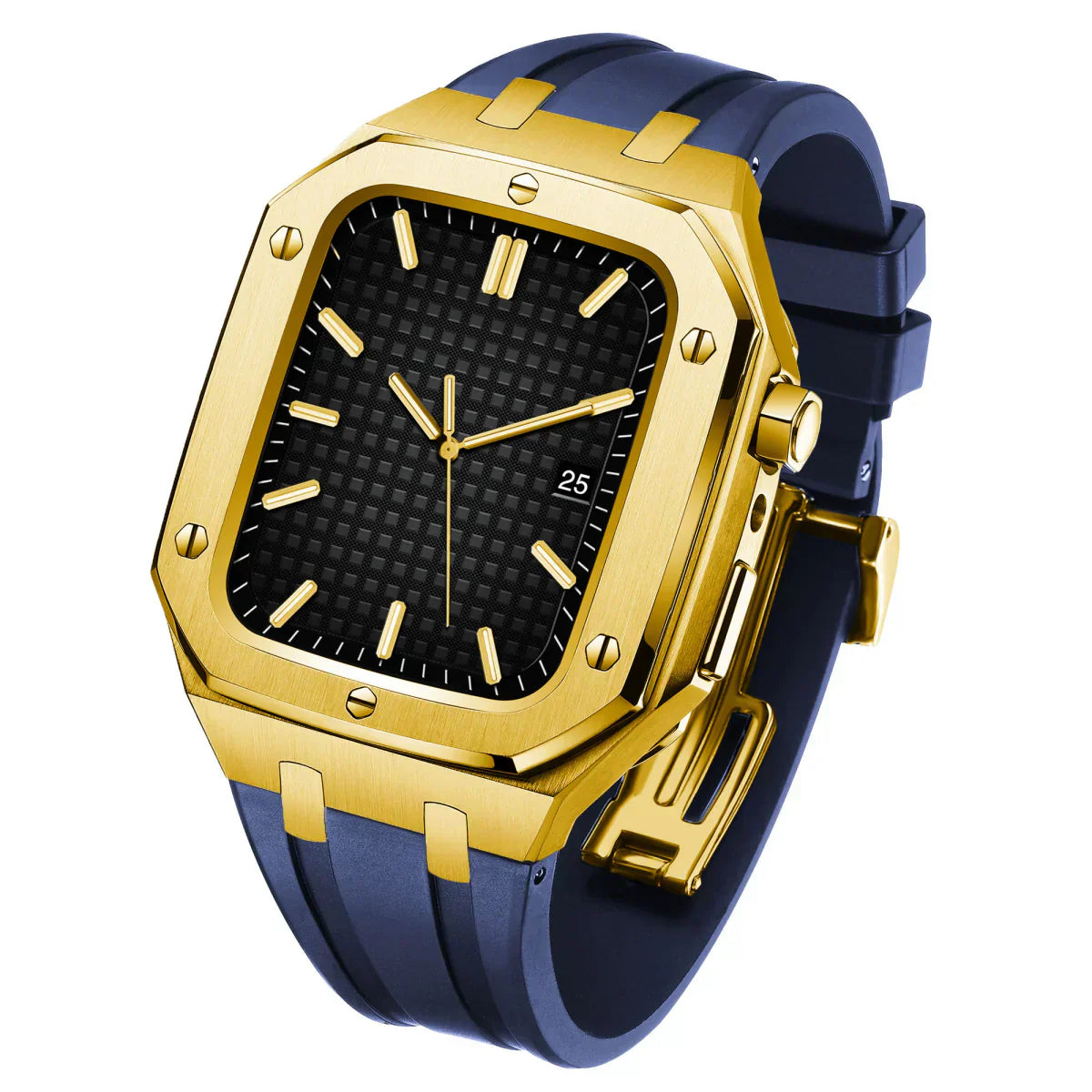 AP9009 silikonearmbånd 316L rustfrit stålhus retrofit-sæt til Apple Watch
