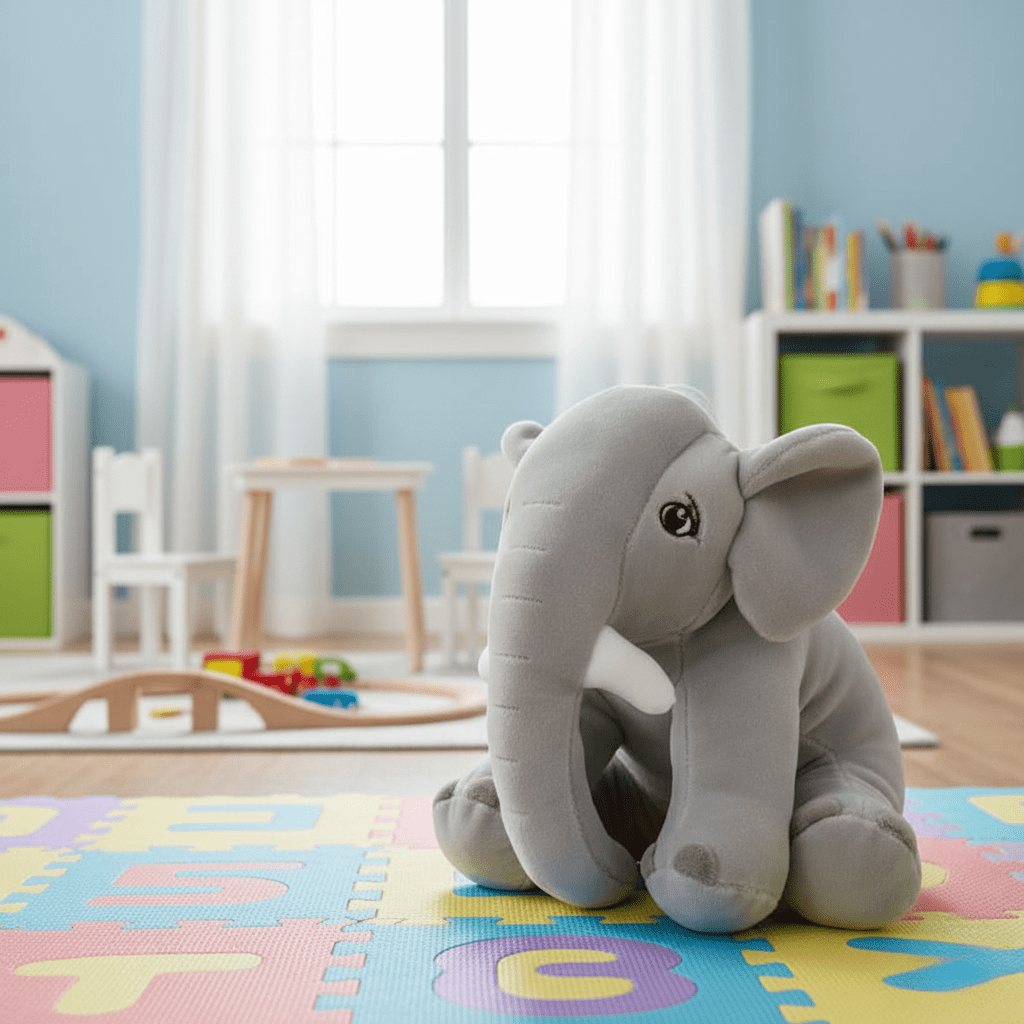 CozyPaw plyšový sloní kamarád na mazlení pro miminka, měkká pohodlná hračka