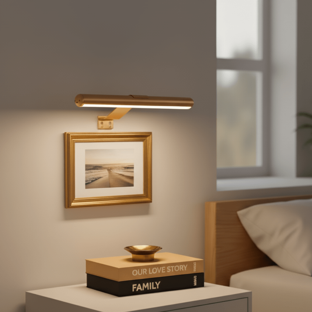 LumaArc trådløs LED vegglampe med roterbart hode for gallerivegger