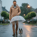 AquaShield Átlátszó Kutya Esernyő, amely szárazon tartja a kutyákat és láthatóvá teszi őket a gazdik számára