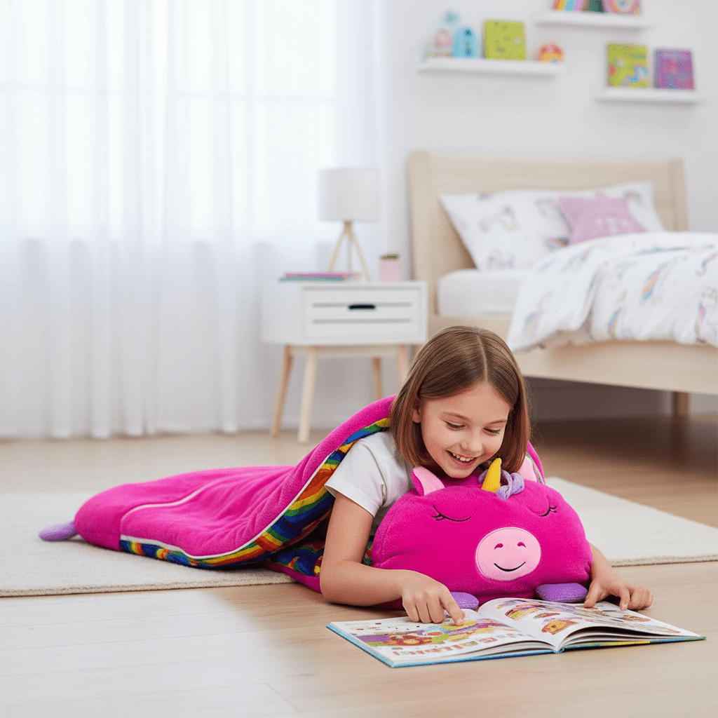 SnugglePals 2v1 spací pytel plyšový mazlíček pro děti pohodlný cestovní společník