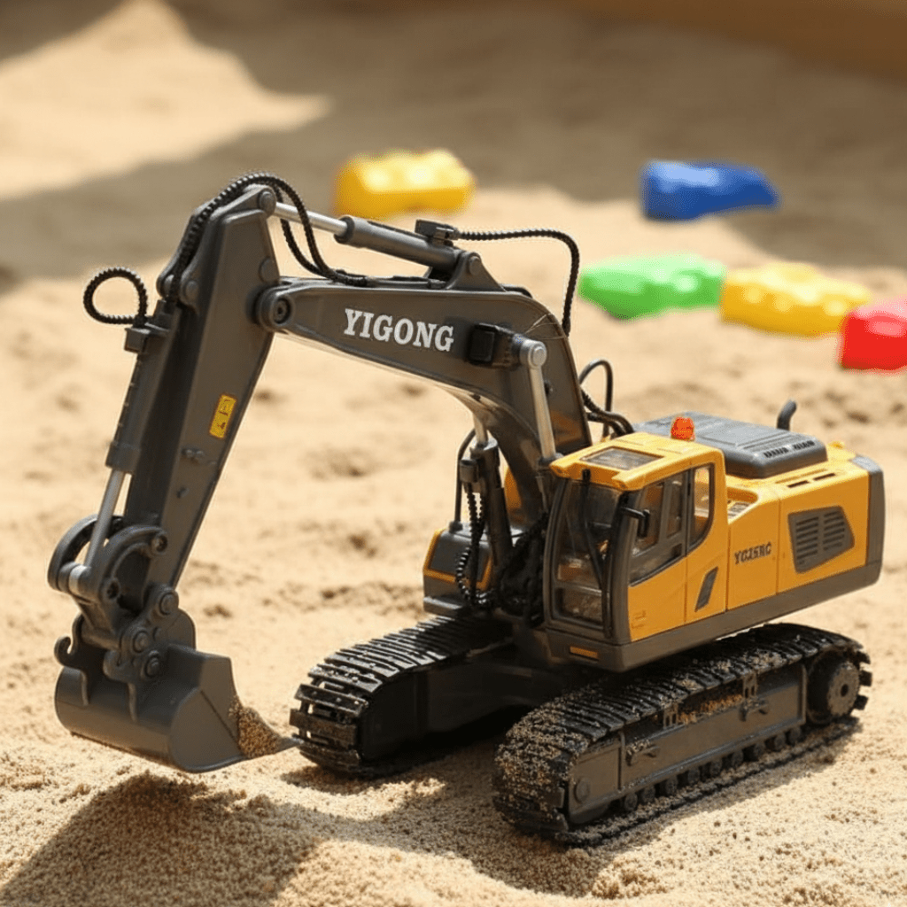 RoboBuild Gravemaskin Realistisk Fjernstyrt Kjøretøy med 11 Funksjoner for Byggere