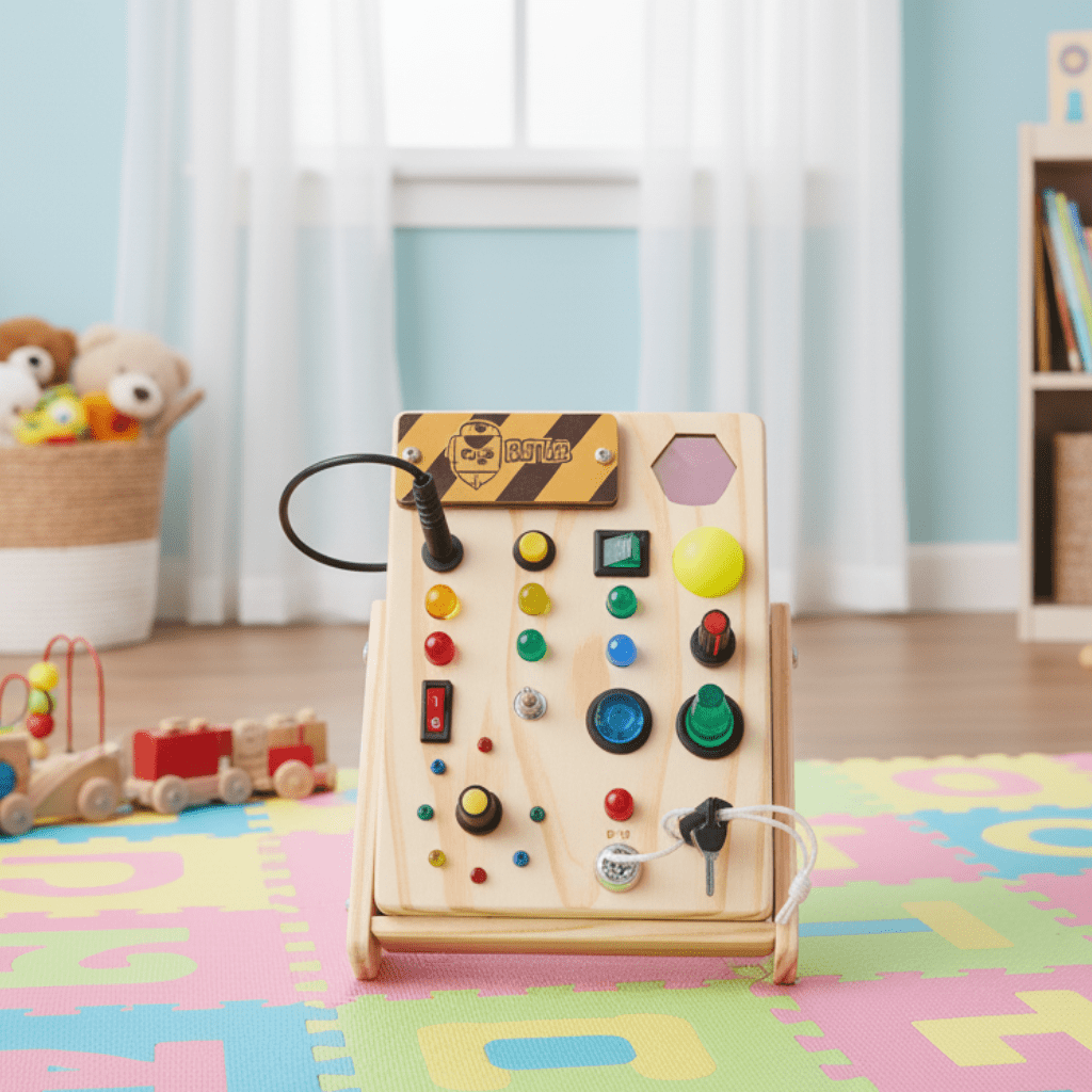 AuroraLearn Gioco Educativo Montessori con Lavagna per Bambini con LED e Interruttori