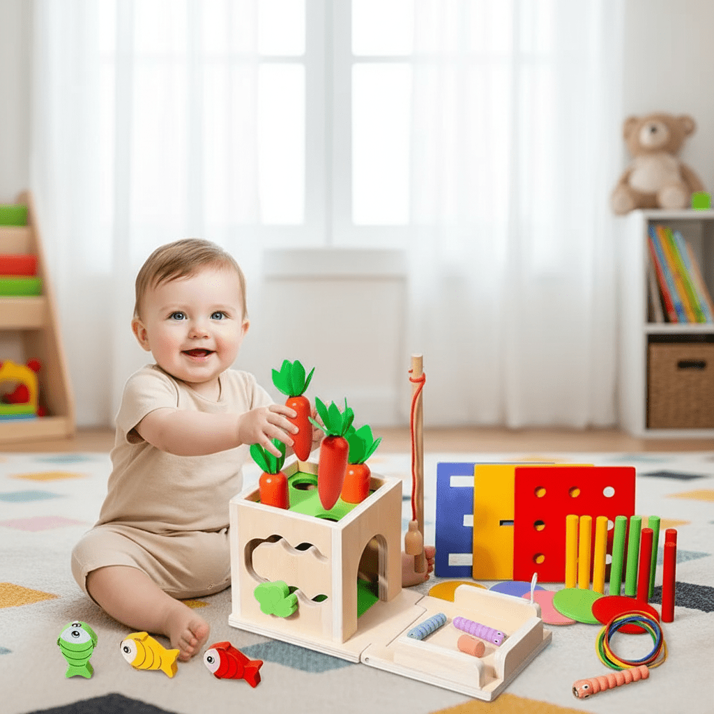 NovaNest 8-i-1 Montessori lekekube for babyer fremmer utvikling og kreativitet