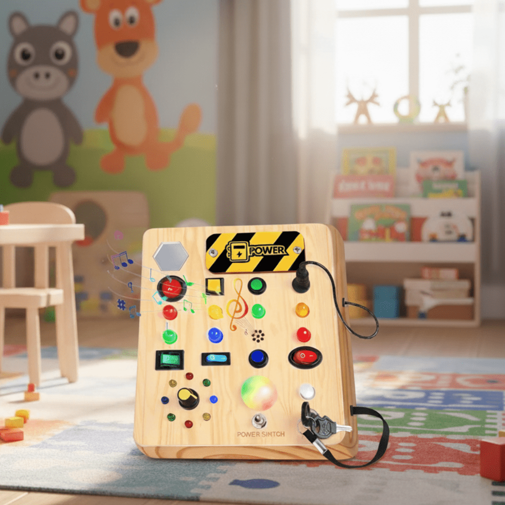 BrightNest Montessori Busy Board Musical Learning Toy For Toddlers Ages 1 Year And Up