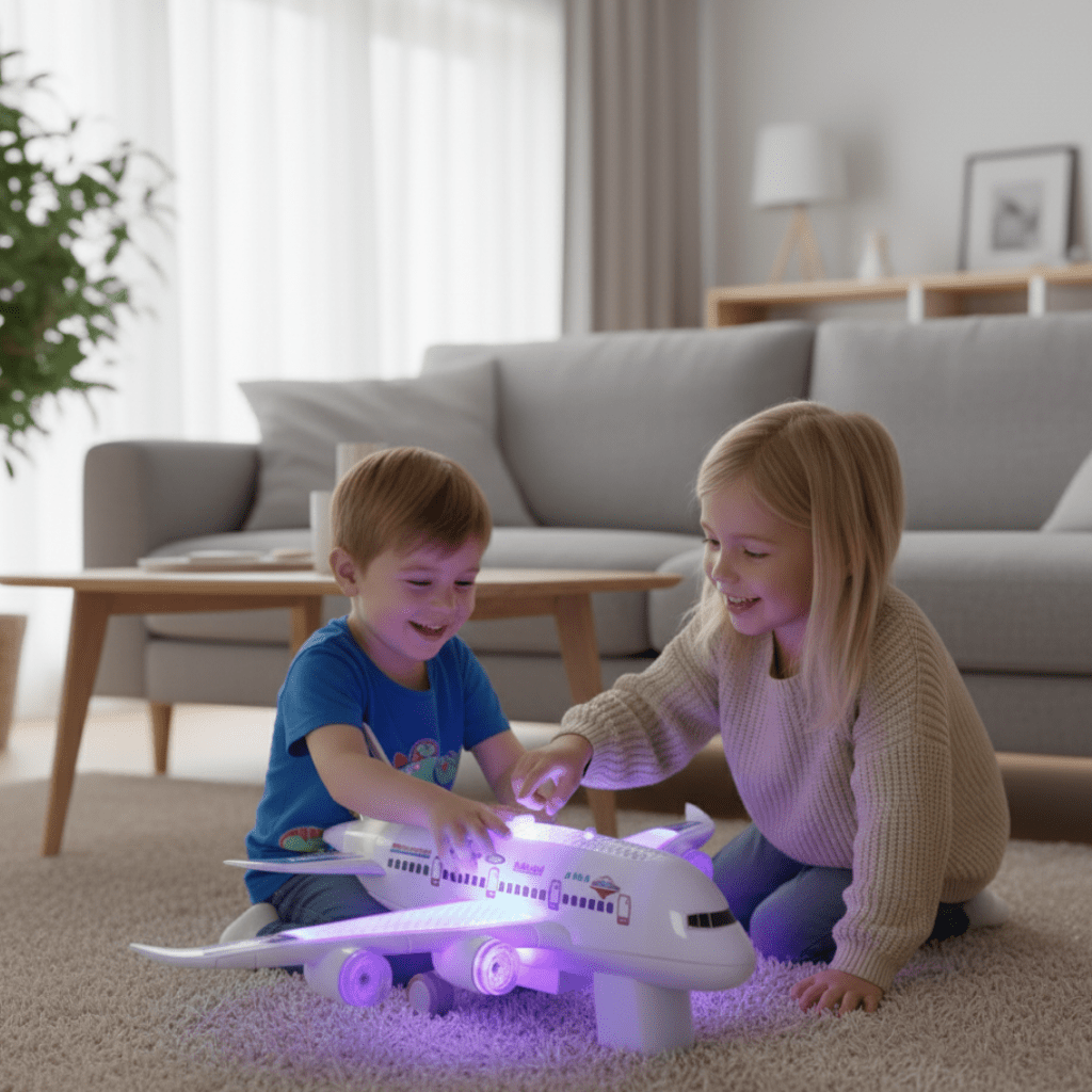 Jouet Avion Intelligent SkyNova avec Évitement d'Obstacles, Musique et Lumières pour Enfants