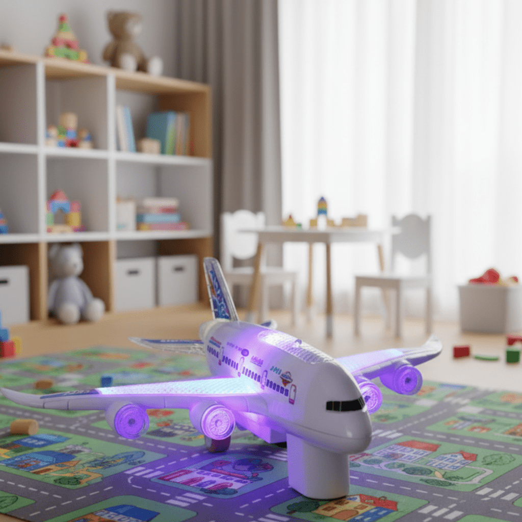 Jouet Avion Intelligent SkyNova avec Évitement d'Obstacles, Musique et Lumières pour Enfants