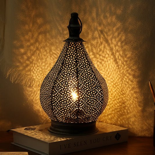 BRILLORA vintage bordlampe med batteridrevet varm glød og klassisk stil