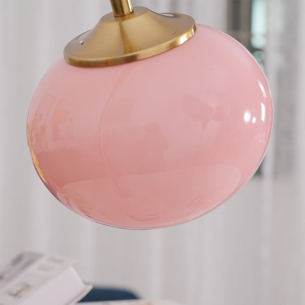LumiPuff | Pillecukor ihlette puha rózsaszín üveg asztali lámpa