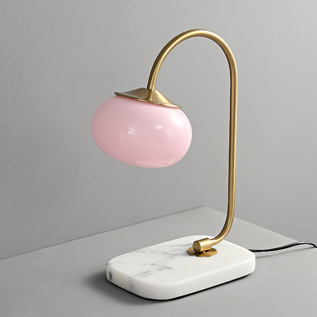 LumiPuff | Pillecukor ihlette puha rózsaszín üveg asztali lámpa