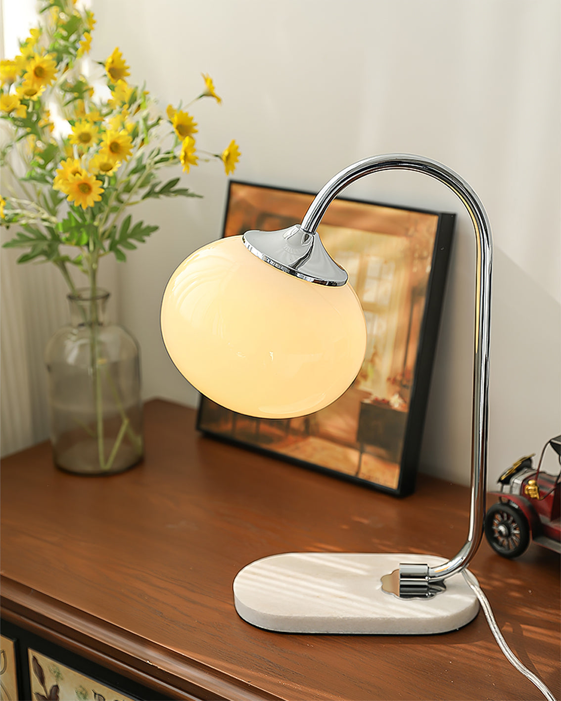 LumiPuff | Pillecukor ihlette puha rózsaszín üveg asztali lámpa