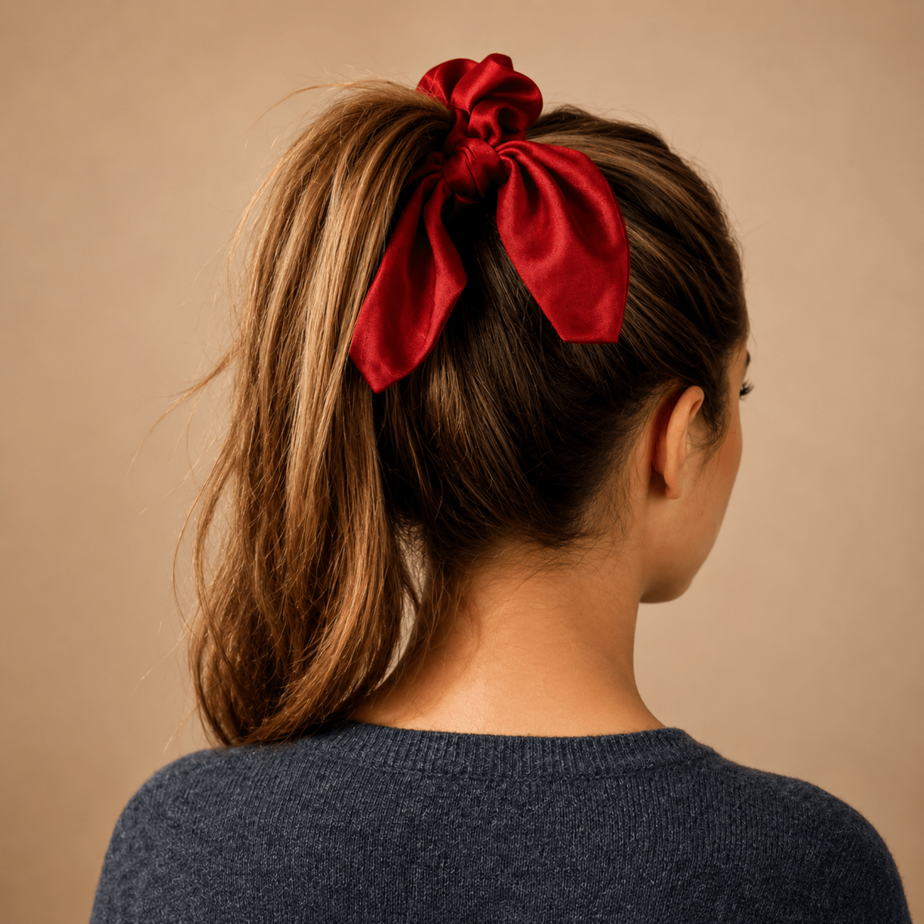 TENAX Satin Scrunchie con Fiocco Accessorio per Capelli per Uso Quotidiano