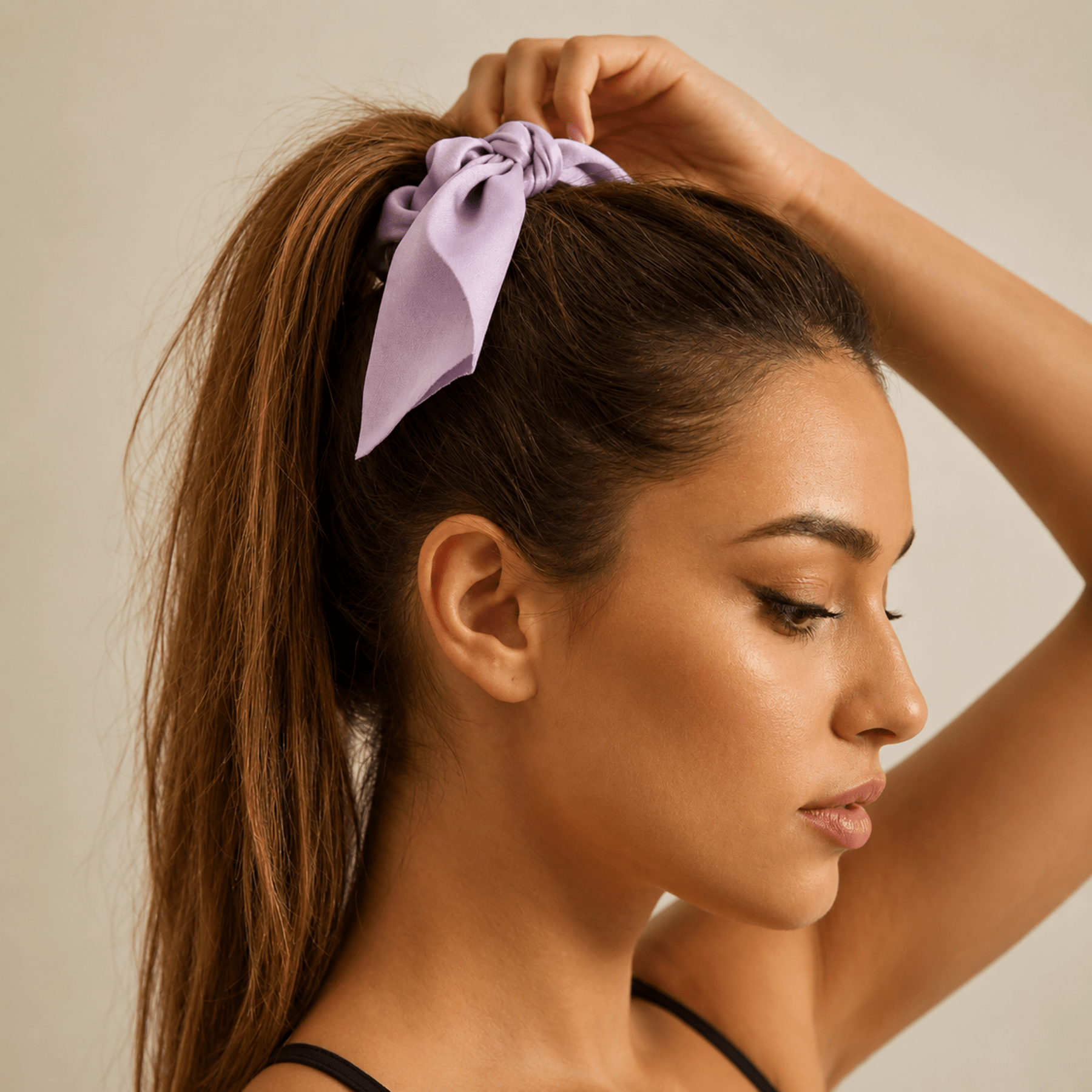 TENAX Satin Scrunchie con Fiocco Accessorio per Capelli per Uso Quotidiano