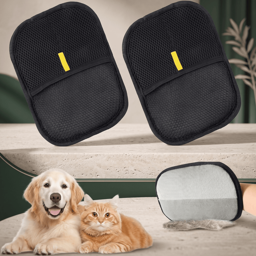 Set de mănuși pentru îndepărtarea părului de animale Compagnien - 2 bucăți pentru mobilier și haine