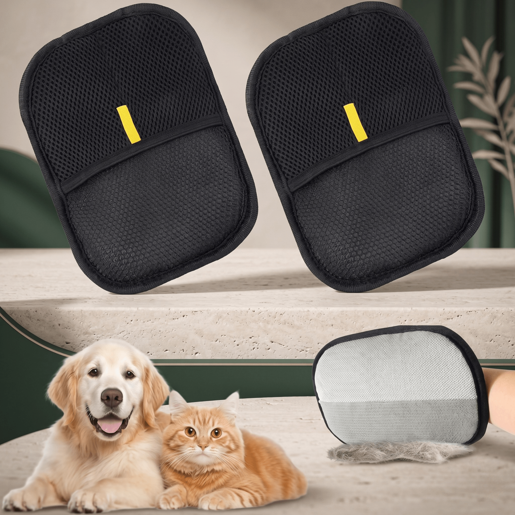 Set de mănuși pentru îndepărtarea părului de animale Compagnien - 2 bucăți pentru mobilier și haine