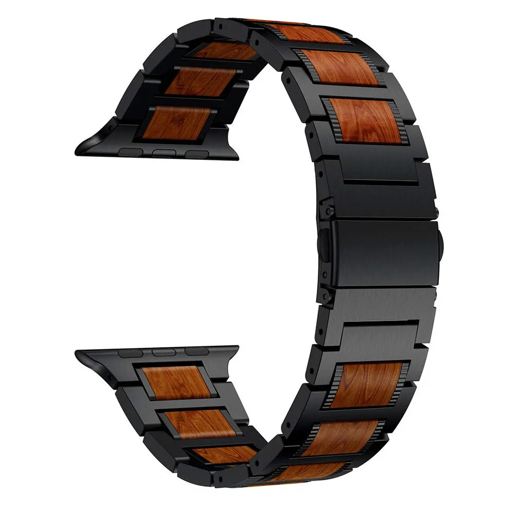 Zamansız Stil İçin Kırmızı Sandal Ağacı ve Metal Saat Kayışı