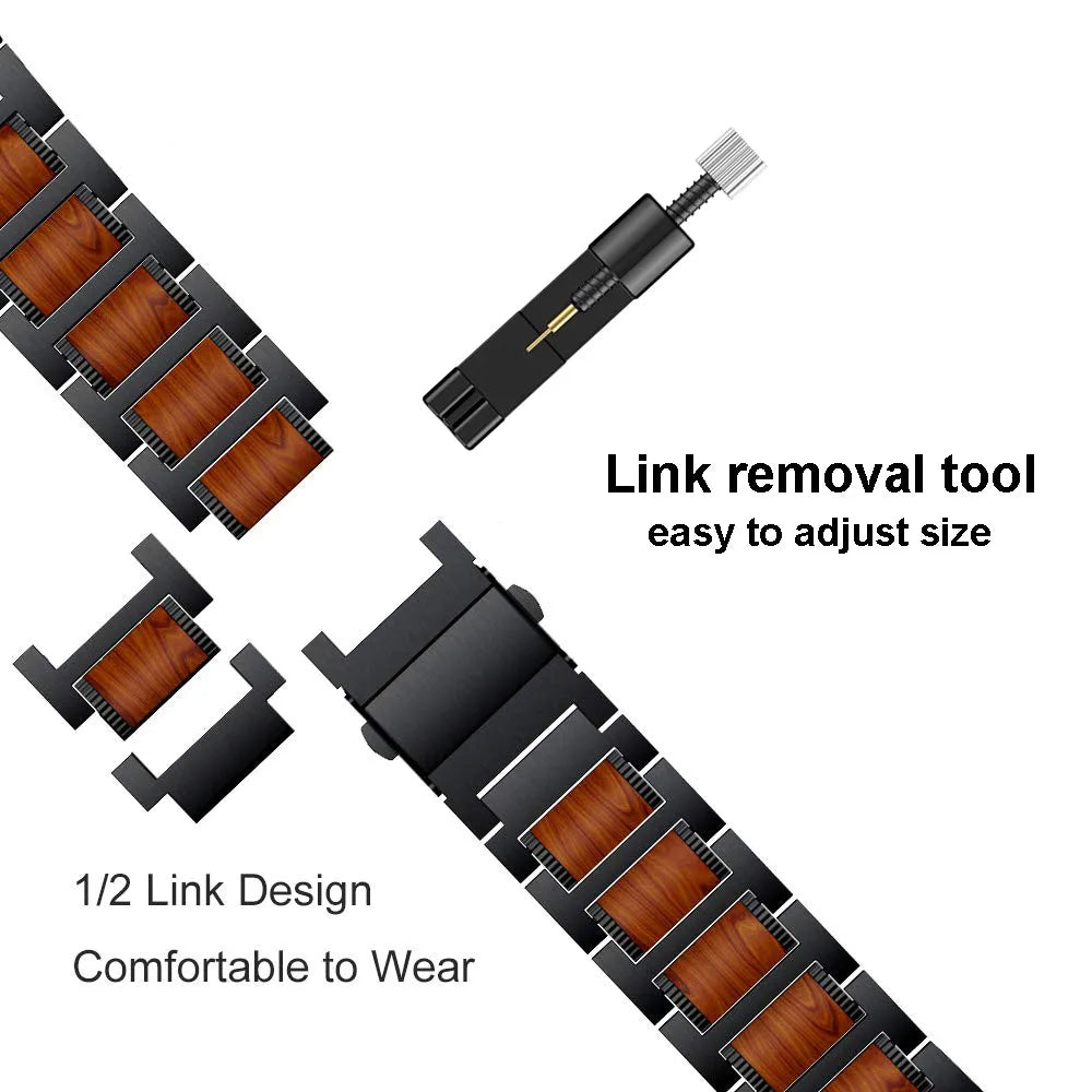 Zamansız Stil İçin Kırmızı Sandal Ağacı ve Metal Saat Kayışı