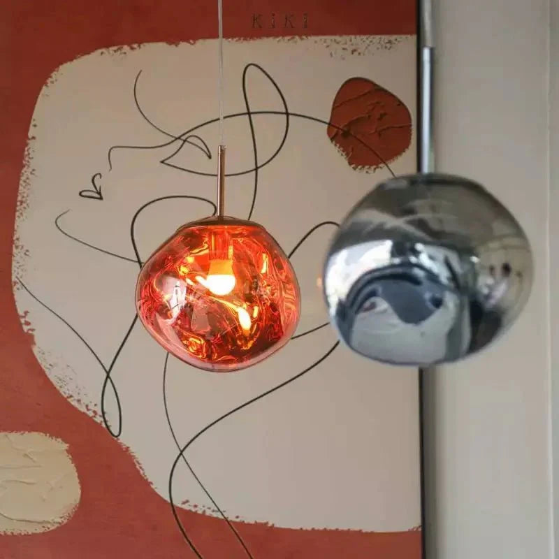 Metalowa kula z kloszem, lampa wisząca o średnicy 12 cali