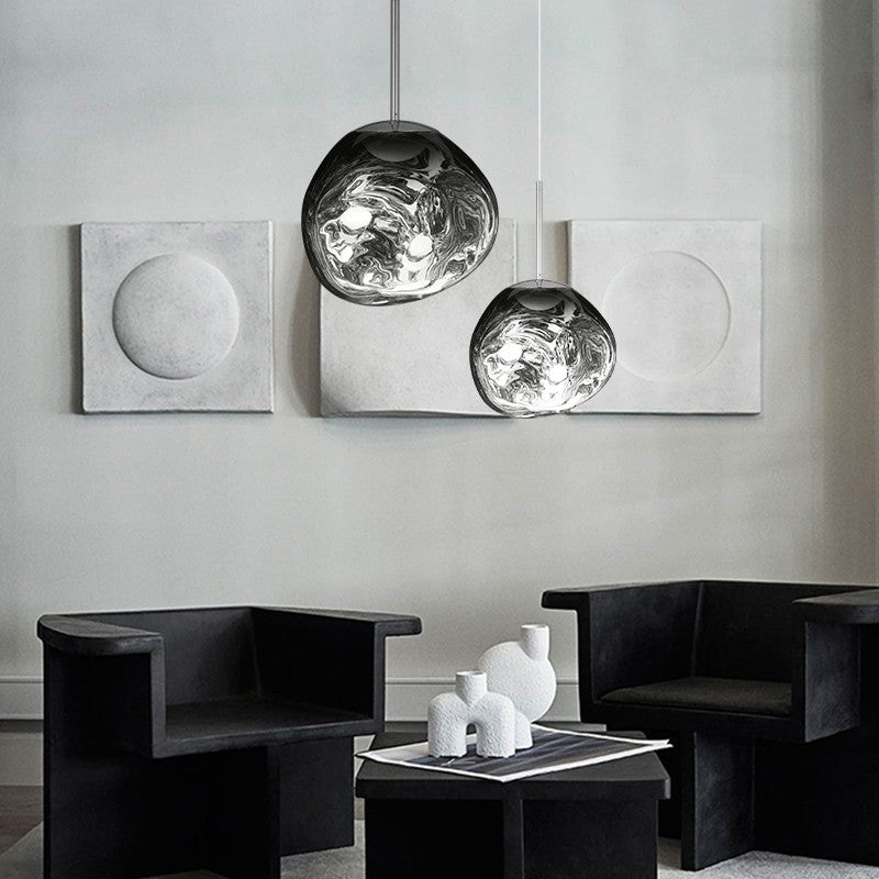 Metalowa kula z kloszem, lampa wisząca o średnicy 12 cali