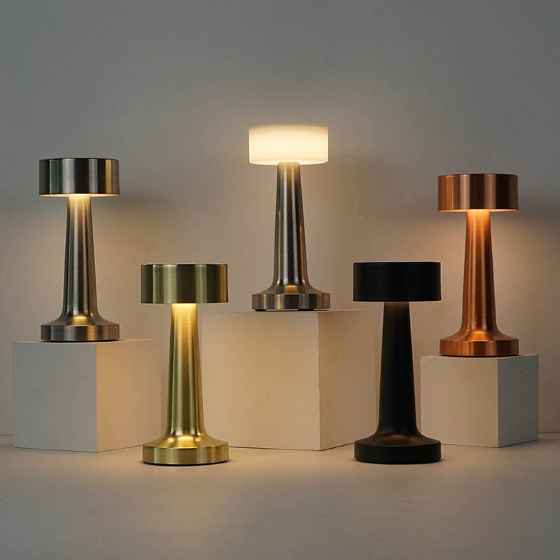 Arden Contemporary Rechargeable LED Table Lamp in Brushed Steel, Copper or Gold | Orntli