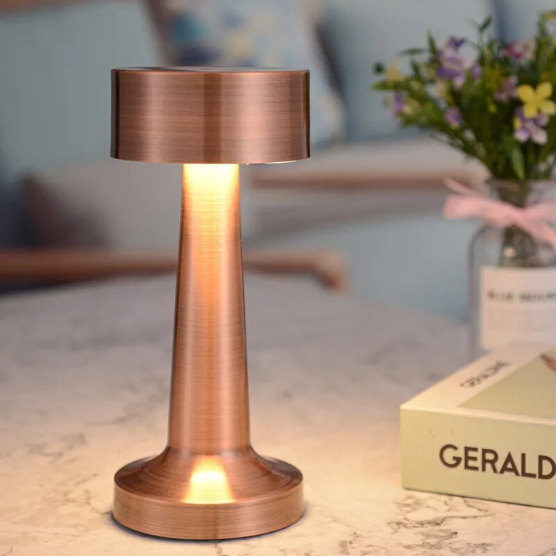 Arden Contemporary Rechargeable LED Table Lamp in Brushed Steel, Copper or Gold | Orntli