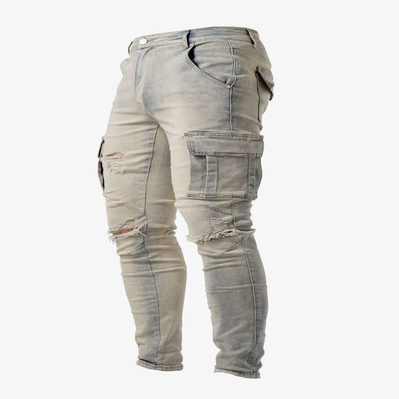 Jean cargo slim NovaCore en denim stretch avec poches pratiques pour le streetwear