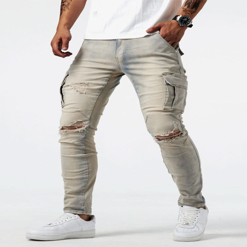 Jean cargo slim NovaCore en denim stretch avec poches pratiques pour le streetwear