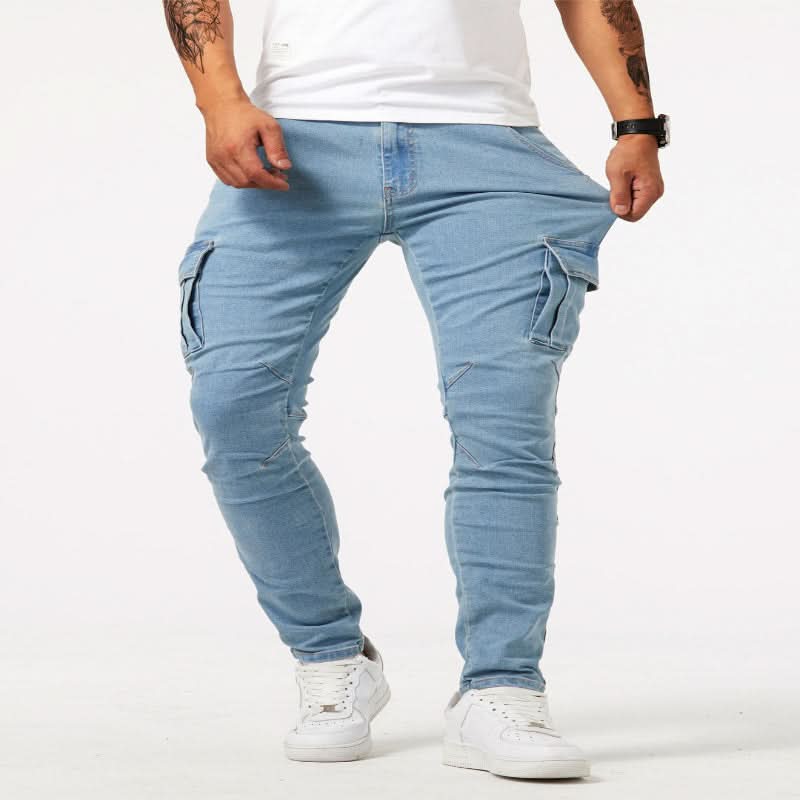 Jean cargo slim NovaCore en denim stretch avec poches pratiques pour le streetwear