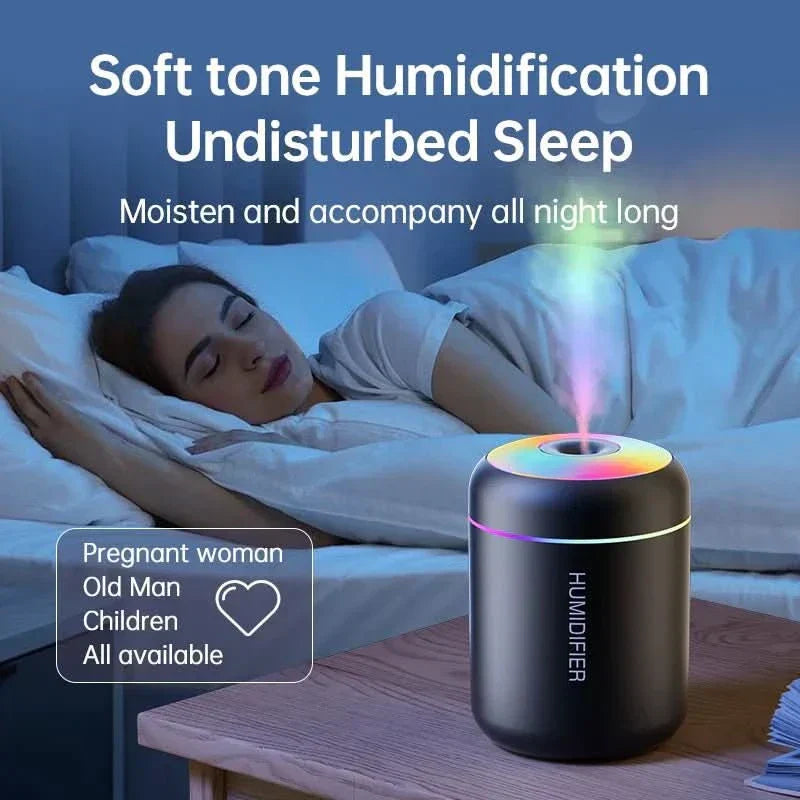 LumaMist Compact USB Humidifier Mini 180ml With LED Lighting For Desk