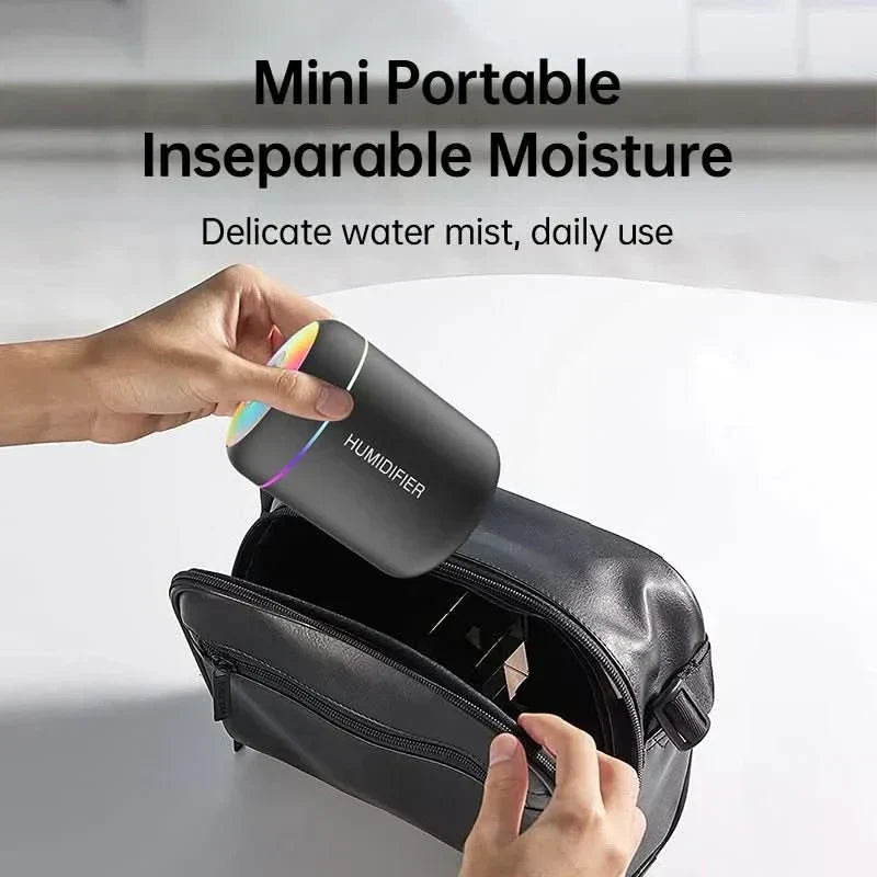 LumaMist Compact USB Humidifier Mini 180ml With LED Lighting For Desk