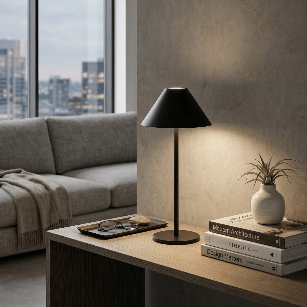 Stolní lampa s LED světlem, kovový podstavec, výška 15 palců, teplé světlo