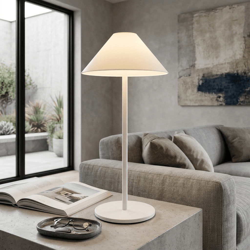 Stolní lampa s LED světlem, kovový podstavec, výška 15 palců, teplé světlo