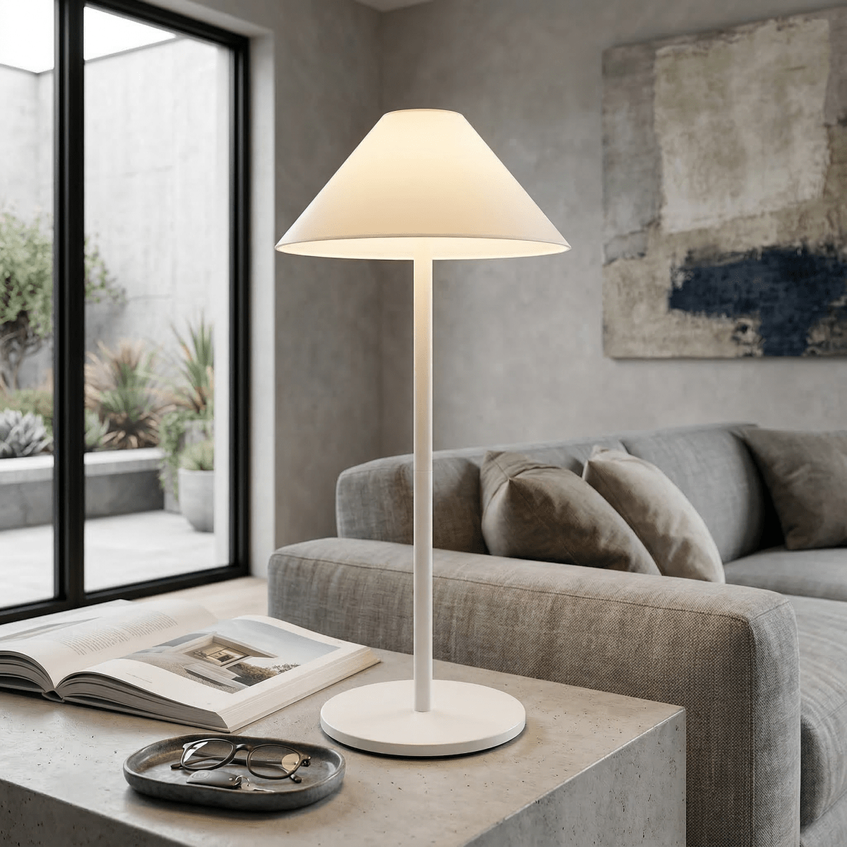 Stolní lampa s LED světlem, kovový podstavec, výška 15 palců, teplé světlo