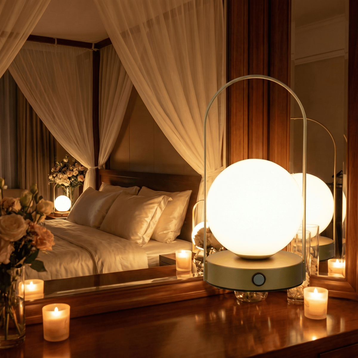 15 Zoll hohe Globus-Lampenschirm-LED-Lampe für Schreibtisch oder Nachttisch