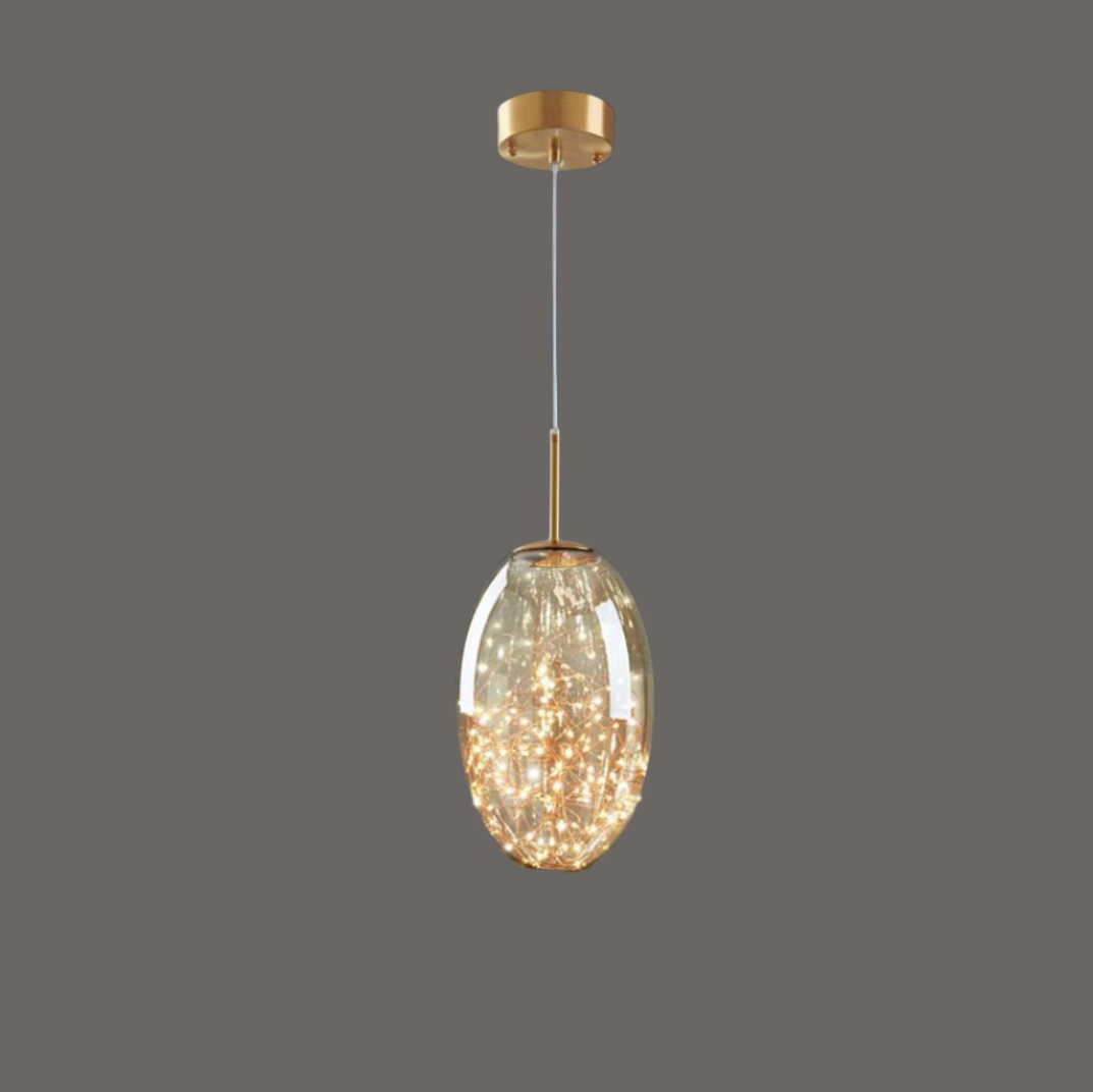 Suspension en verre et laiton Linora pour salon