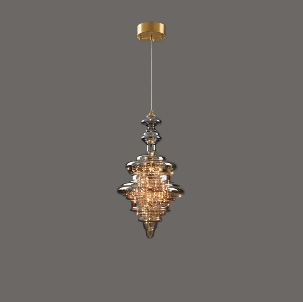Suspension en verre et laiton Linora pour salon