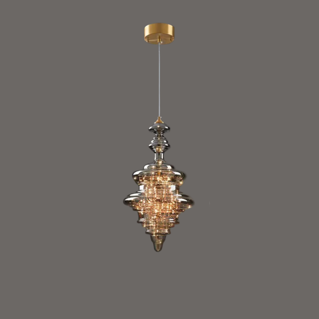 Suspension en verre et laiton Linora pour salon
